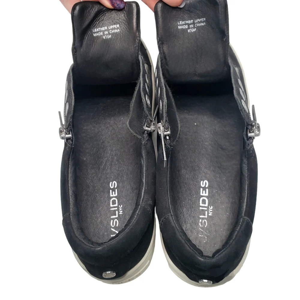39) J/SLIDES NYC Fashion Leather Zipper Sneakers Sz. 6½